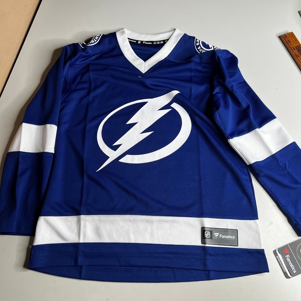 Fanatics Tampa Bay Lightning NHL Youth Jersey L/XL Blue White Breakaway